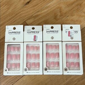 NWT KISS imPRESS Press On Manicure Sets Petite Length “Timeless Day” Bundle of 4
